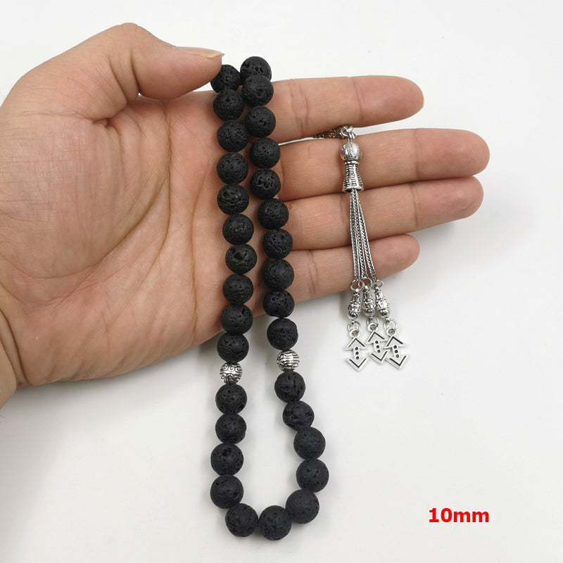 سبحة رجاليه حجر بركاني طبيعي مع الاكسسوار السهم تركيه