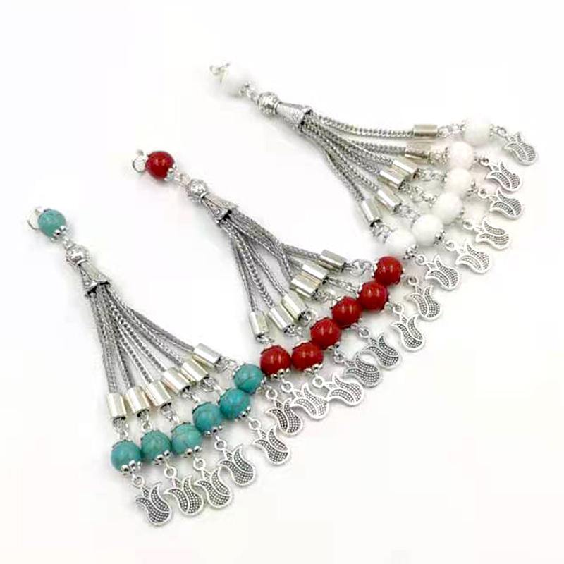 ستة سلاسل شرابة معدنية إكسسوارات السبحة مع خرزات الاحجار - Albashan