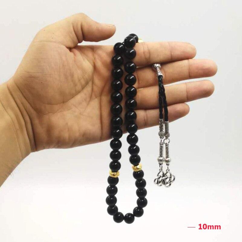 سبحة عقيق يماني طبيعي 33 66 99 خرز تسبيح عقيق أسود للرجال مع خرز ذهبي فاصل أساور جديدة في متناول اليد اكسسوارات مسبحة مجوهرات - Albashan