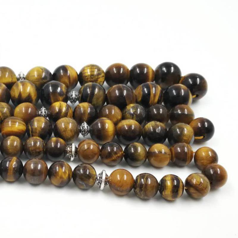Man's Tabish Big Size 8mm 10mm 12mm 14mm Tiger eyes Natural stone misbaha Tiger eyes prayer beads 33 66 99beads stone Rosary - Bashatasbih