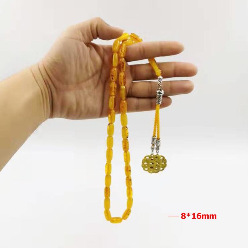 Yellow Tasbih Ambers Color Islam Rosary Muslim bracelet 33-99 prayer beads Arab Accessories Man Misbaha Turkey Fashion Jewelry - Bashatasbih