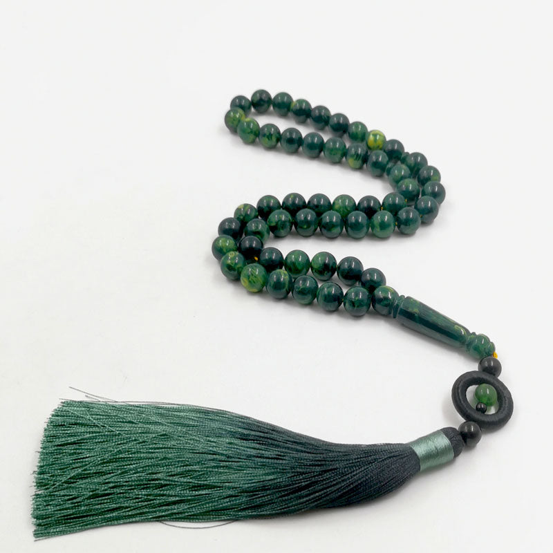 سبحة 51 خرز مستكة اخضر مميزه مع كركوشة اخضر فخمة