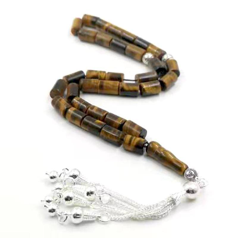 سبحة حجر عين النمر طبيعي اسطواني - Albashan