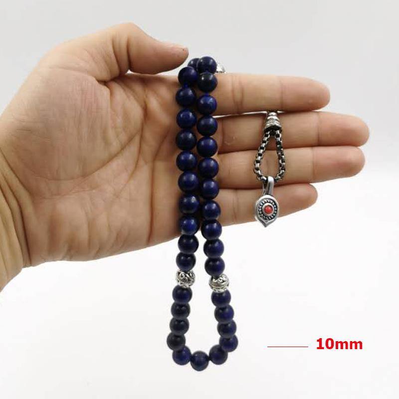2020Natural Lapis lazulis Tasbih with Turquoises Rosary Muslim gfit Ramadan 33 66 99 Paryer beads Muslim misbaha Man's bracelets - Bashatasbih