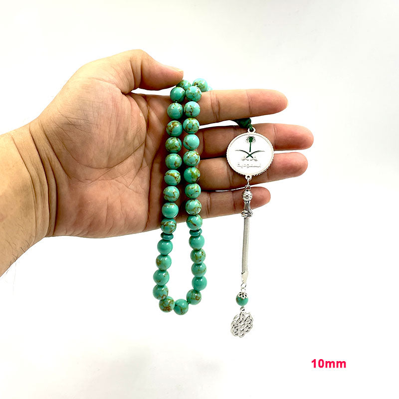 سبحة شعار سعودية حجر فيروز اخضر