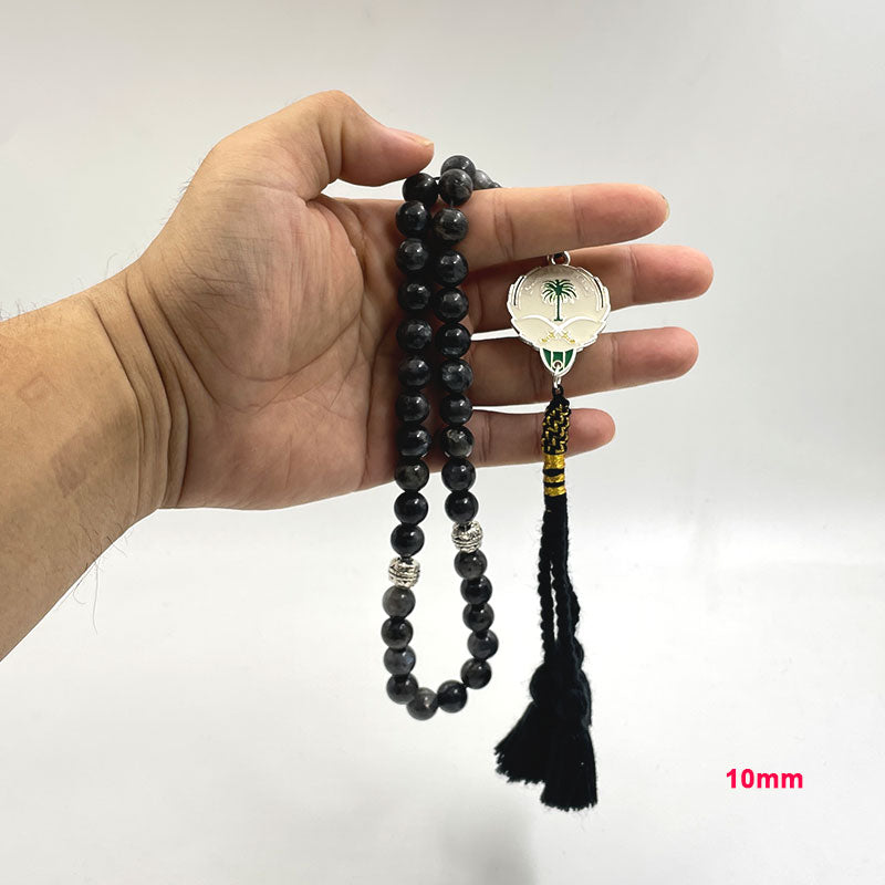 سبحة شعار سعودية حجر اللابرادوريت طبيعي