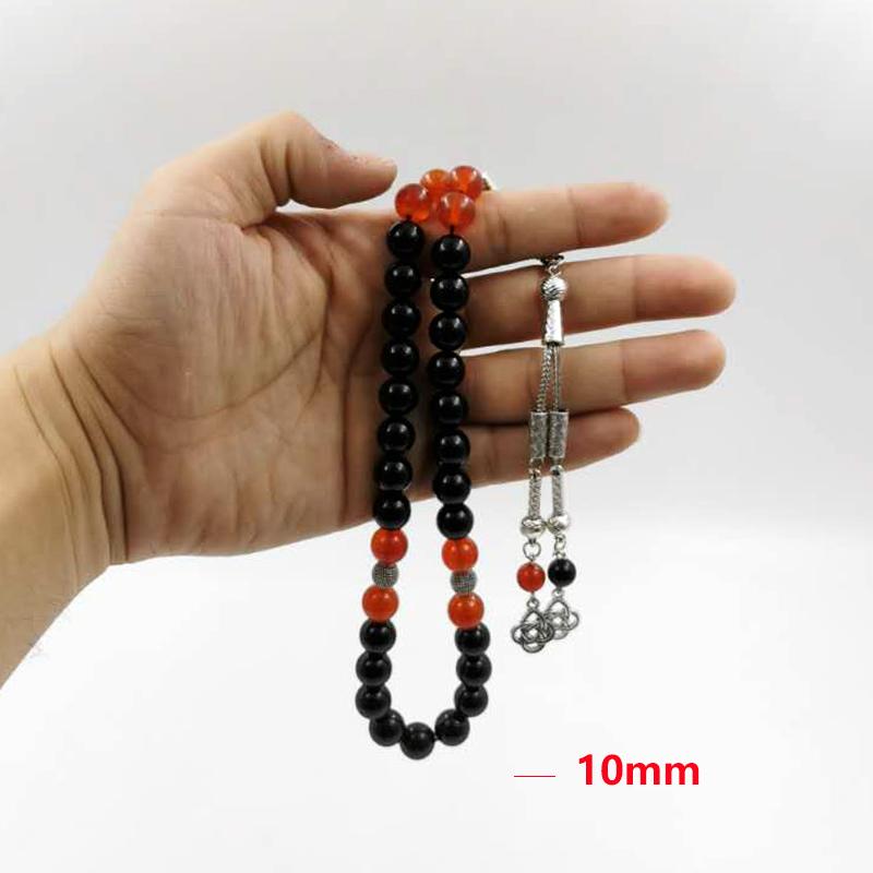 Tasbih Natural Black Agate with red agate stone 33 prayer beads muslim gifts bracelet islamic jewellery misbaha Eid ramadan mubark accessories gifts - Bashatasbih