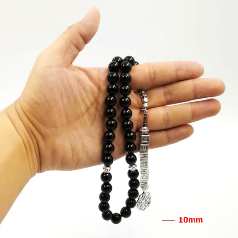 Tasbih black agate stone with tassel of name - Bashatasbih