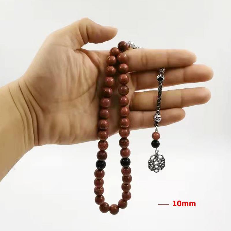 Gold sandstone tasbih with Blue sandstone beads gfit Ramadan 33 66 99 Paryer beads Muslim misbaha Man's bracelet - Bashatasbih
