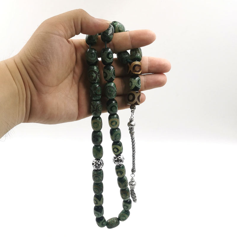 سبحة عقيق عيون الطبيعي مع حجر عقيق عيون تيتيه