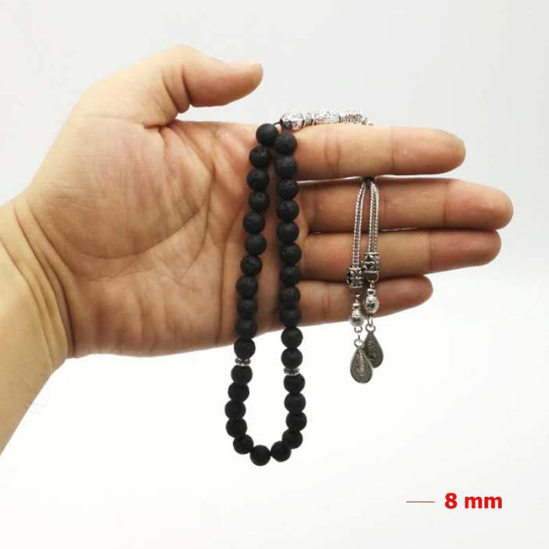 سبحة حجر بركاني اسود طبيعي - Albashan