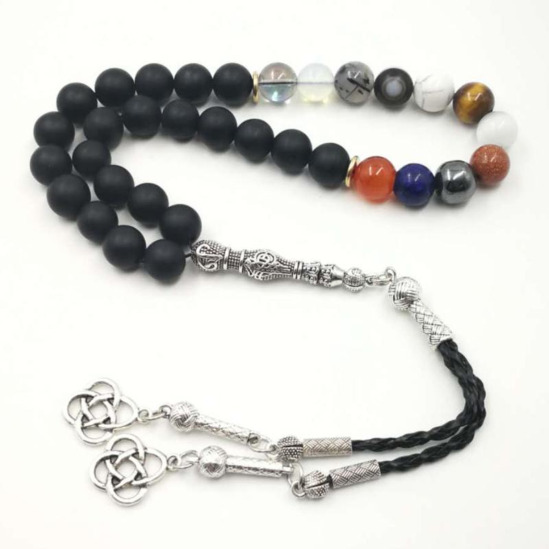 Tasbih Natural Frosted agates red agates sandstone lapis lazuli hematite crystal cat eye tiger eye white turquoises Opal Sulaimani - Bashatasbih