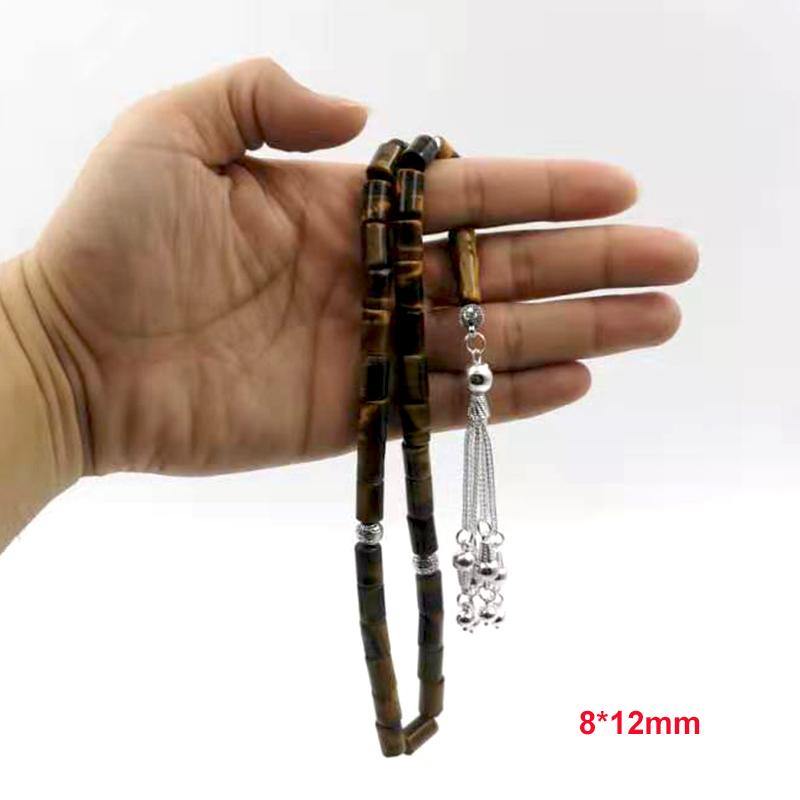 سبحة حجر عين النمر طبيعي اسطواني - Albashan