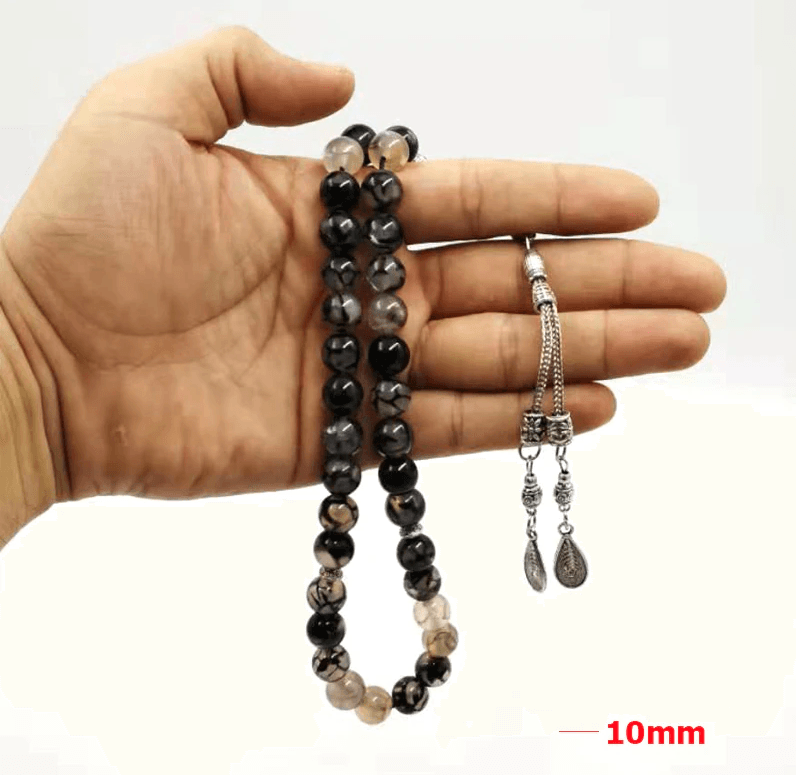 سبحة أساور رجل مسلم من العقيق الطبيعي تسبيح هدية إسلام مسبحة مميزة خرز صلاة 33 66 99 خرز - Albashan