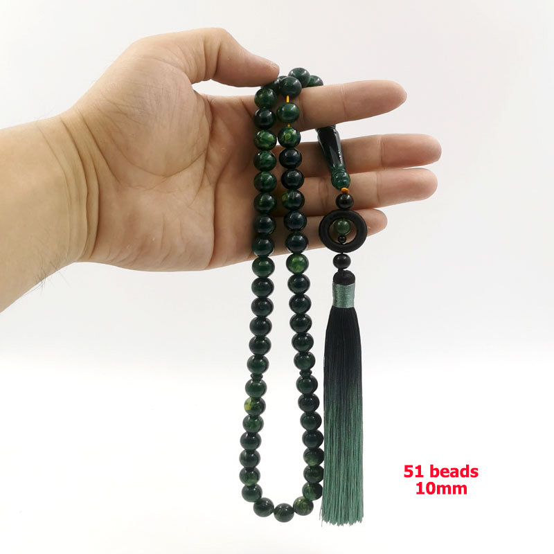 سبحة 51 خرز مستكة اخضر مميزه مع كركوشة اخضر فخمة