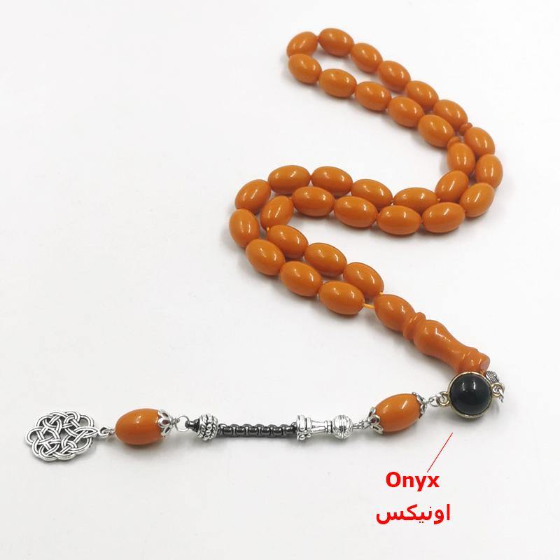 سبحة مستكة برتقالي لها ريحه خفيف مع حجر اونيكس - Albashan