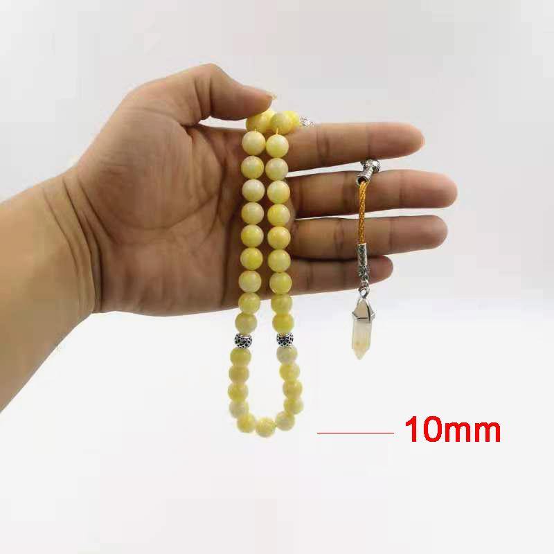 سبحة أحجار كريمة جاسبر ليمون طبيعي مع حجر أفينتورين أصفر - Albashan