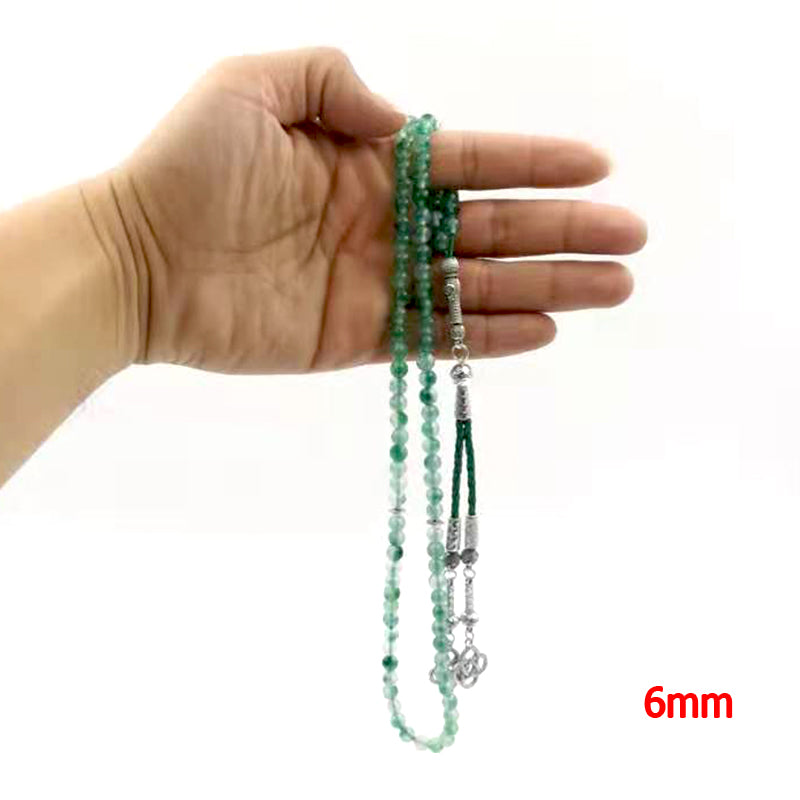 سبحة 99 خرز من حجر جاد طبيعي