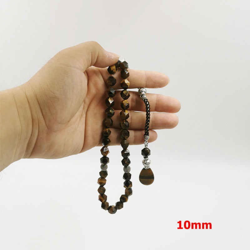 سبحة رجاليه حجر عين النمر طبيعي شكله المعين