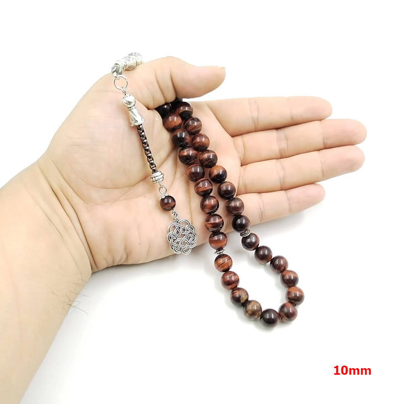 سبحة رجاليه حجر عين النمر احمر طبيعي