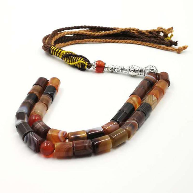 Natural Brazilian agates tasbih 33 Luxury Rosary Muslim Eid Ramafan gfit Men's high quality jewelry bracelet Misbaha - Bashatasbih