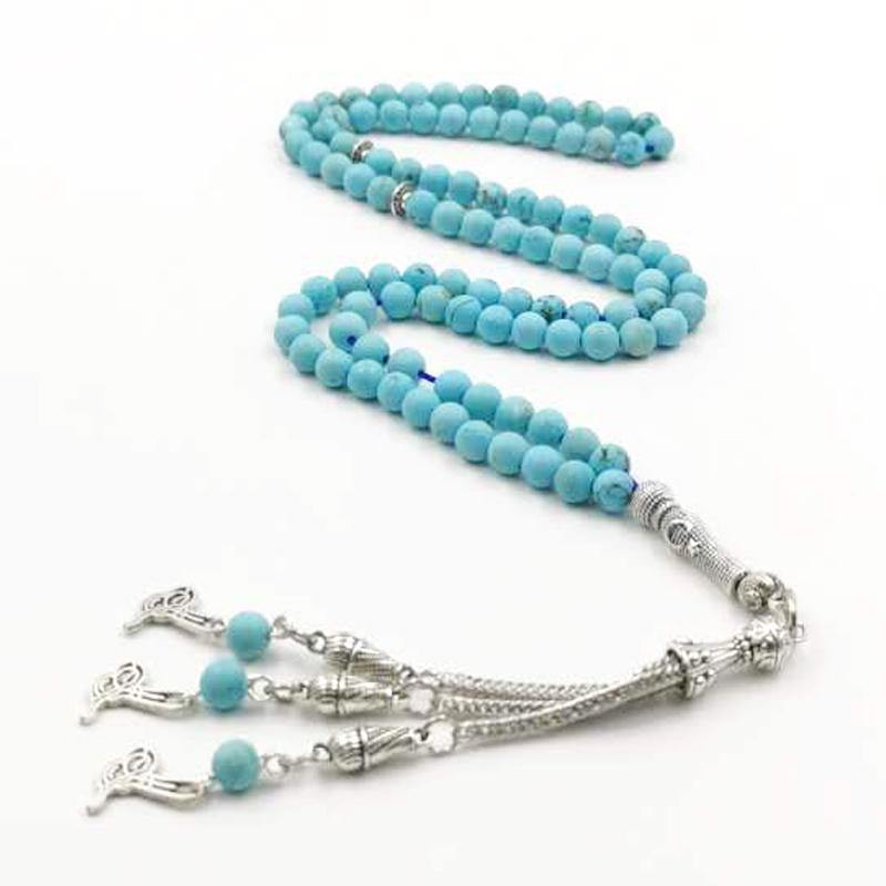 سبحة 99 خرز من حجر الفيروز الطبيعي - Albashan