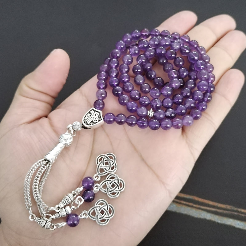 سبحة جمشت طبيعي 99 خرز سوار إسلامي هدية العيد