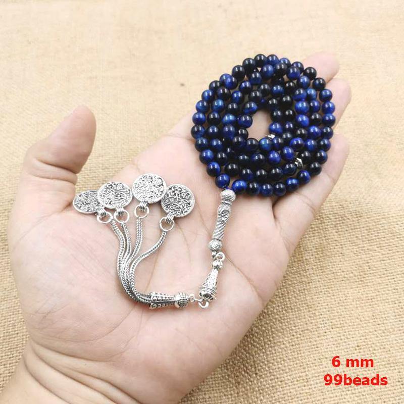سبحة عين النمر الازرق طبيعي 6 ملي 99 خرز - Albashan