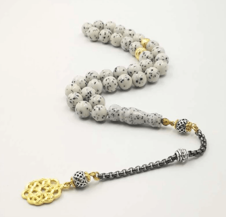 سبحة حبات منقط من الراتنج للرجال من الراتينج 33 66 99 مسبحة هدية إسلامية لعيد الأضحى الذهبي معدن تاربون أساور إسلامية خاصة - Albashan