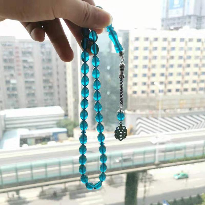 سبحة مستكة ازرق مع طربزونة معدنية ازرق - Albashan