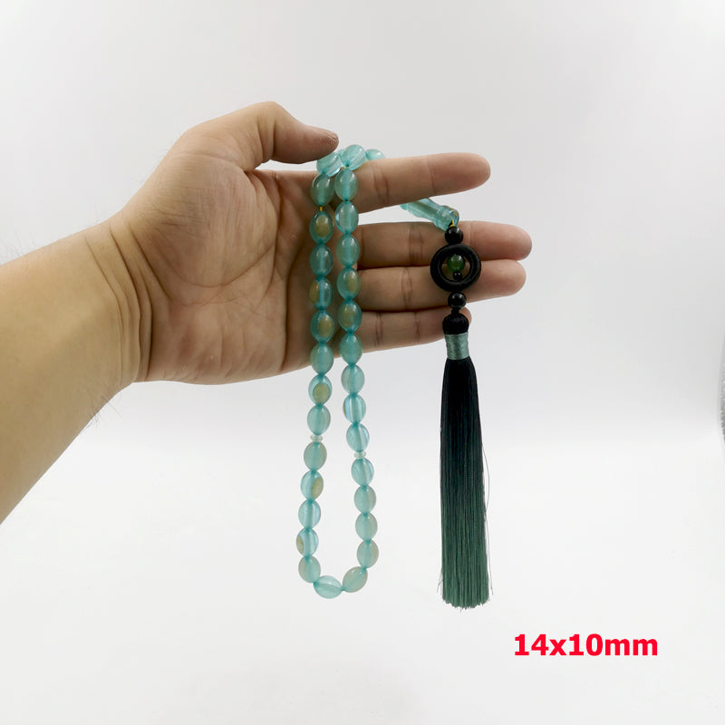 سبحة فخمة مستكة اخضر مضيئة بالظلام مع كركوشة اخضر مميزه