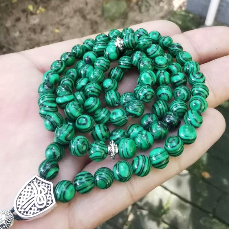 Tasbih 99beads Synthetic malachite bracelets muslim man gifts Eid ADHA islamic Decoration - Bashatasbih