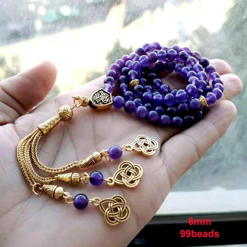سبحة جمشت طبيعي 99 خرز سوار إسلامي هدية العيد - Albashan