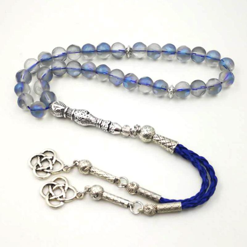 Blue tasbih Austria frosted crystal 33 45 66 99 beads gift for Eid rosary Muslim Bracelets islam prayer beads - Bashatasbih