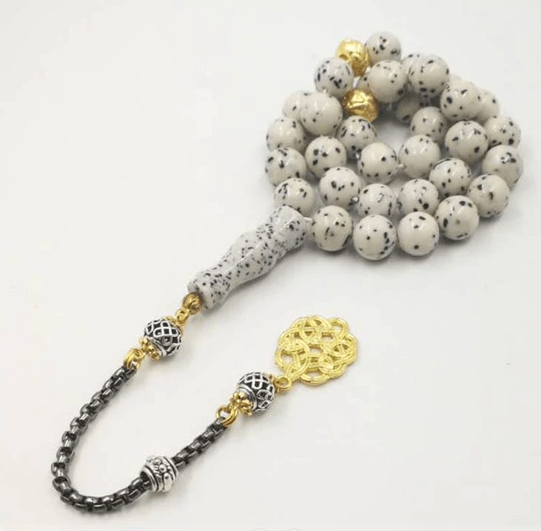 سبحة حبات منقط من الراتنج للرجال من الراتينج 33 66 99 مسبحة هدية إسلامية لعيد الأضحى الذهبي معدن تاربون أساور إسلامية خاصة - Albashan