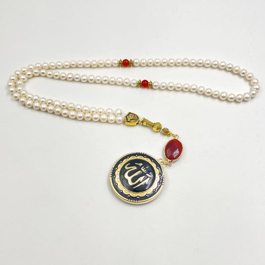 قلادة لولو داير طبيعي جودة عاليه 99 خرز سبحة فخمة و مميزه