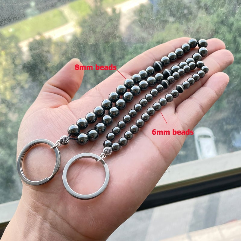 سبحة / ميدالية هيماتيت مع حجر عقيق طبيعي