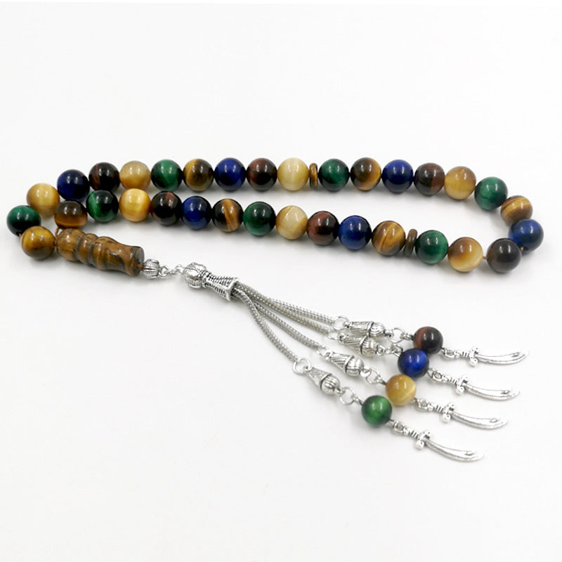 سبحة مميزه حجر عين النمر ملون حجر طبيعي