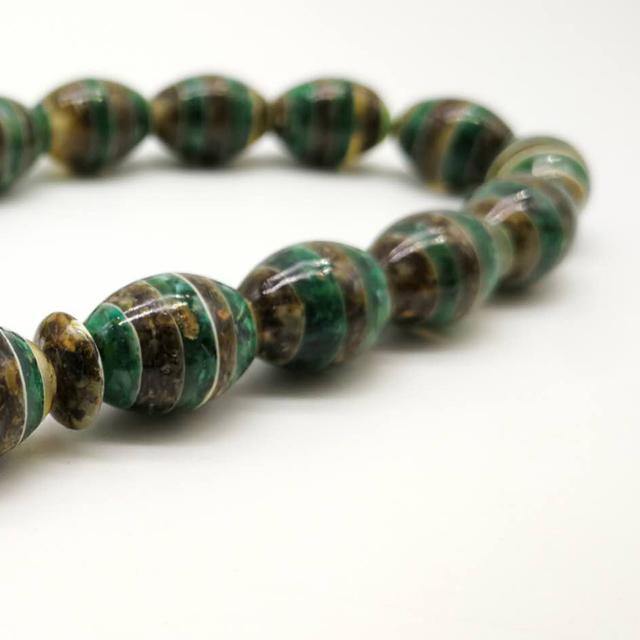 Muslim Natural Shell Tasbih Yellow and Green Misbaha Hand-drawn pattern Islamic 33 beads Prayer Bracelets - Bashatasbih