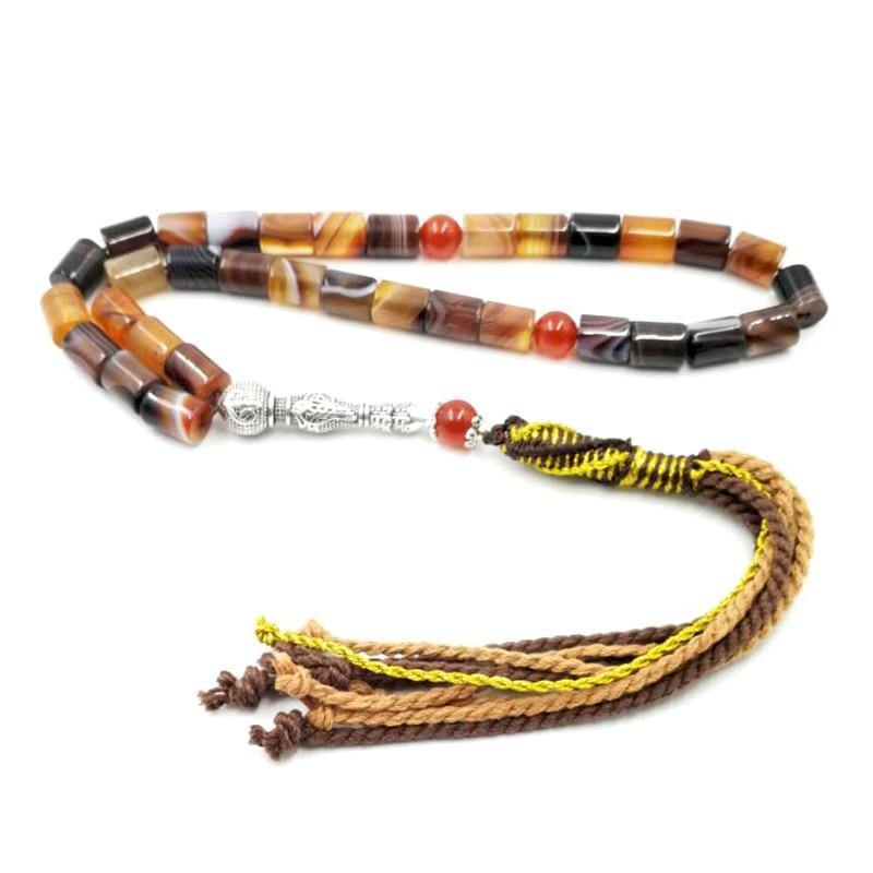 Natural Brazilian agates tasbih 33 Luxury Rosary Muslim Eid Ramafan gfit Men's high quality jewelry bracelet Misbaha - Bashatasbih