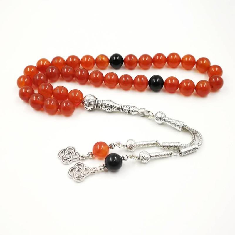 Natural Red Agates with Onyx 33 Tasbih Islam misbaha Muslim Everything is new bracelet prayer beads 33 66 99beads stone Rosary - Bashatasbih