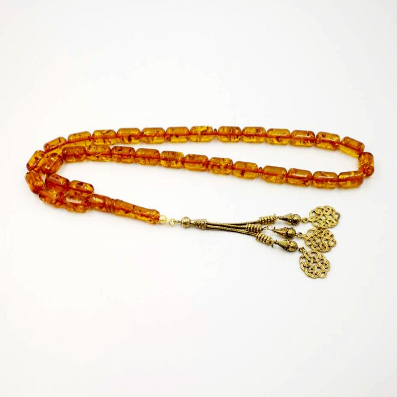 Resin tasbih Muslim rosary Bronze metal tassels Ramadan gift for Eid or Father present - Bashatasbih