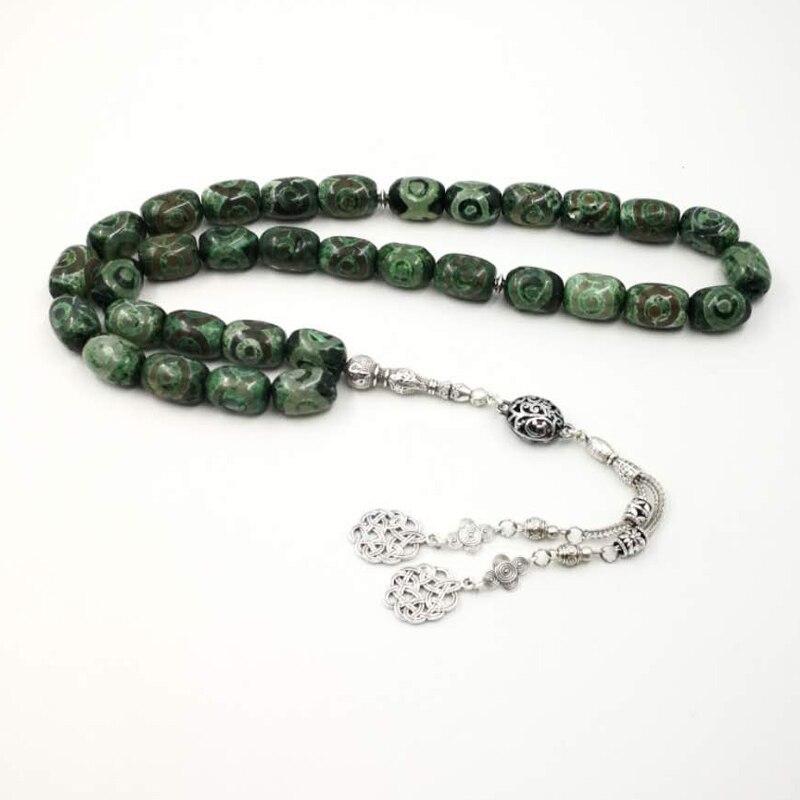 Eyes Agates stone Tasbih natural agates Men's prayer beads rosary Muslim green 33 beads Misbaha - Bashatasbih
