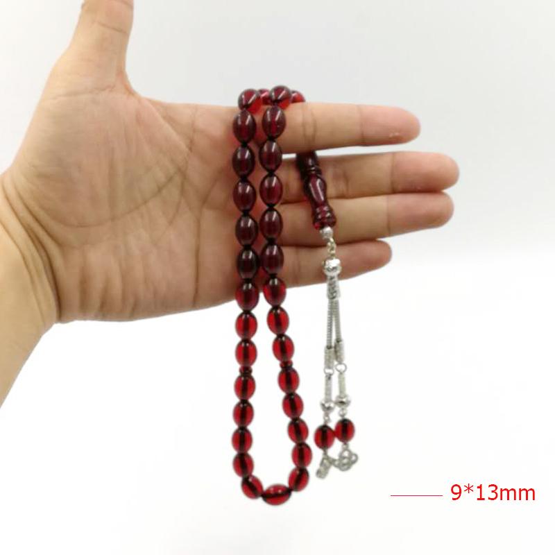 Rosary 33 Muslim Beads Red Tasbih Mastkhan Islamic prayer beads EID gift for Islam Man's Misbaha Bracelets - Bashatasbih