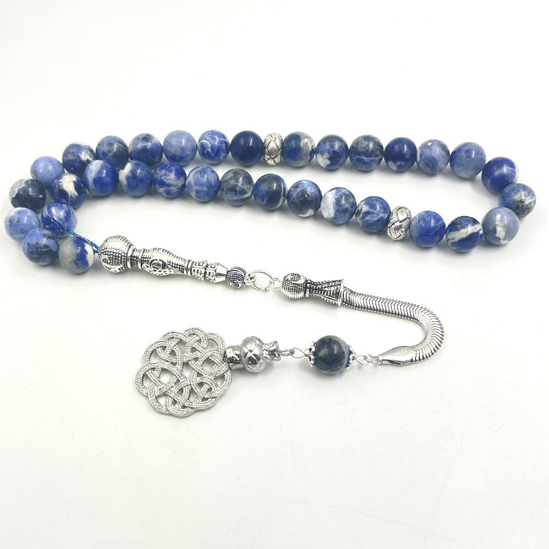 سبحة رجاليه حجر سودالايت طبيعي