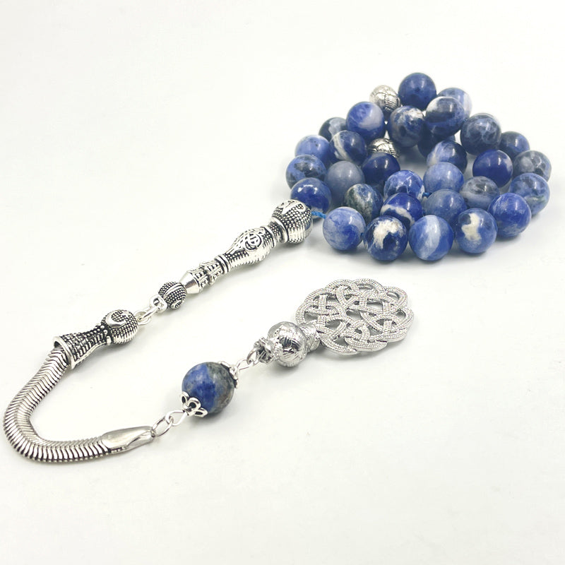 سبحة رجاليه حجر سودالايت طبيعي