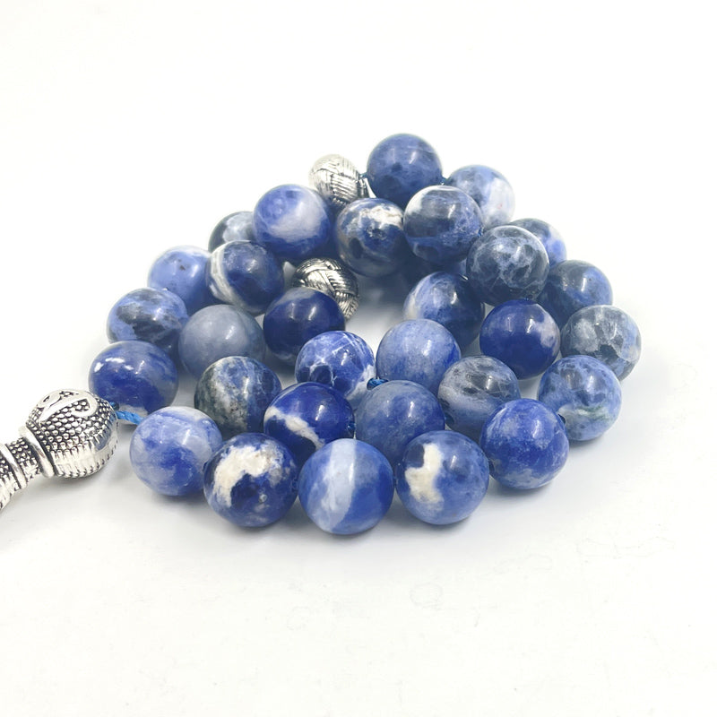 سبحة رجاليه حجر سودالايت طبيعي