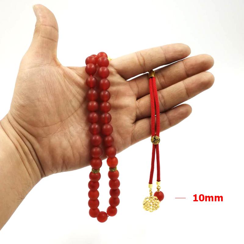 Natural Frosted red agate Tasbih Everything is new Muslim misbaha Man's bracelet Natural stone 33 66 99prayer beads Rosary - Bashatasbih