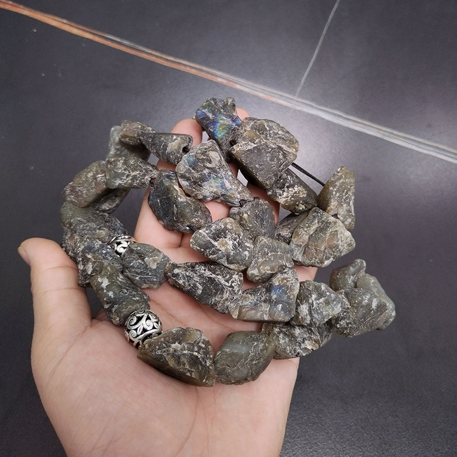 سبحة حجر اللابرادوريت طبيعي مع حجر جمشت