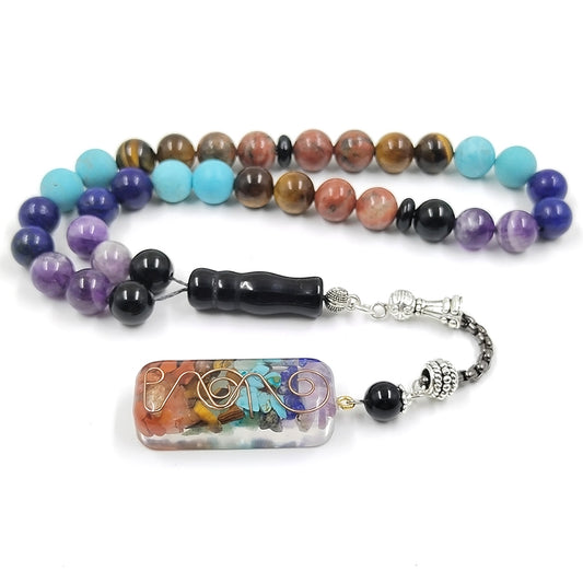 سبحة فخمه من احجار كريمة منتوعة طبيعي